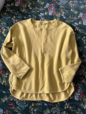 Vintage prairie Cotton Pullover Sweater -in a Mustard gold pastel Yellow Size S